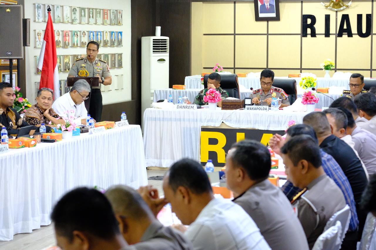 Wakapolda Riau Pimpin Rapat Kesiapan PSU dan PSL Yang Dihadiri KPU dan Bawaslu