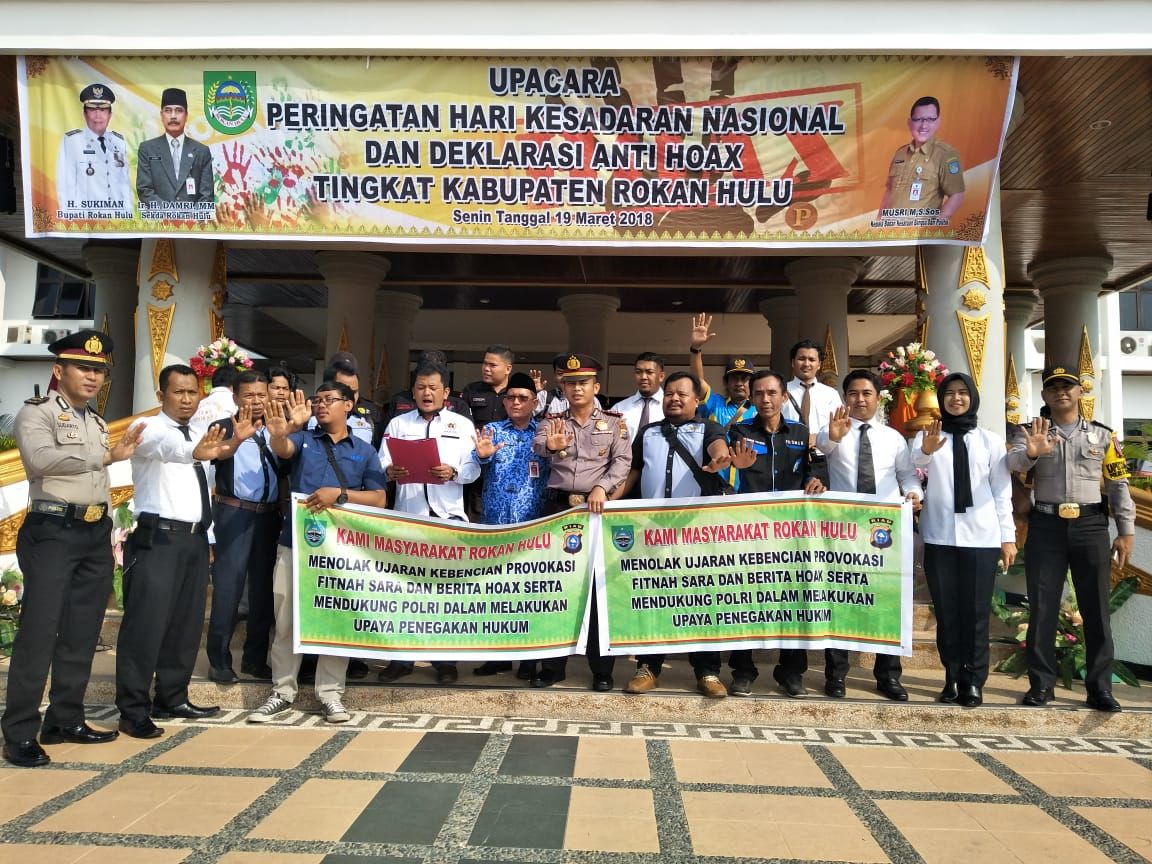 Polres Rokan Hulu Bersama Pemerintahan Kabupaten Rokan Hulu Laksakan Deklarasi Anti Hoax