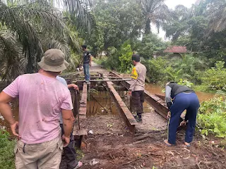 Hari Pertama Pembangunan Jembatan Presisi Polri Tahap II di Sungai Buluh 