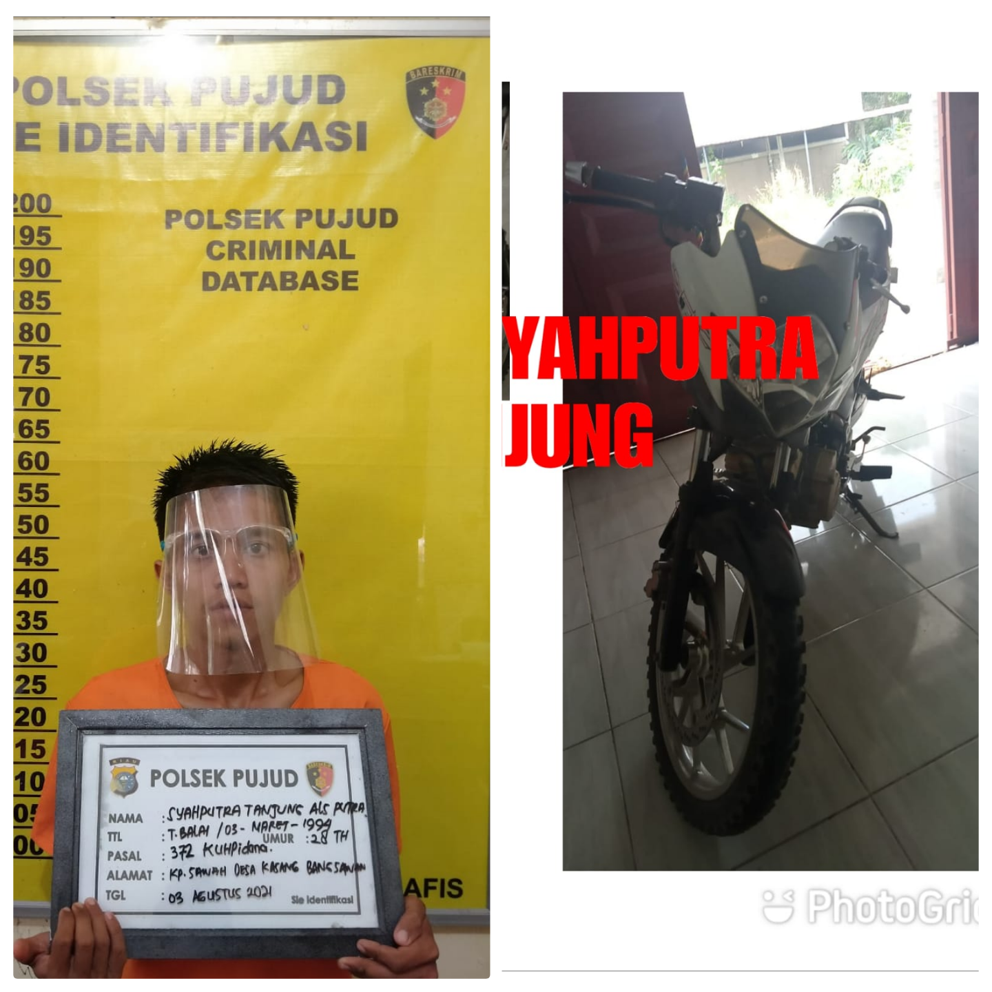 Polsek Pujud di Sinaboi Bekuk Pelaku Penggelapan Motor