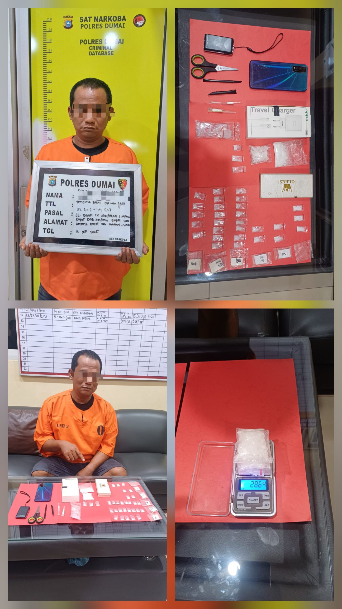 Polres Dumai melalui Tim Opsnal Satres Narkoba berhasil mengungkap kasus peredaran narkotika