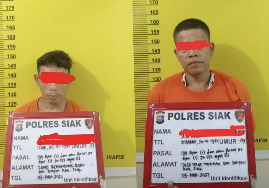 Polres Siak Tangkap 2 Orang Terkait Kasus Narkoba, BB 11 Paket Sabu