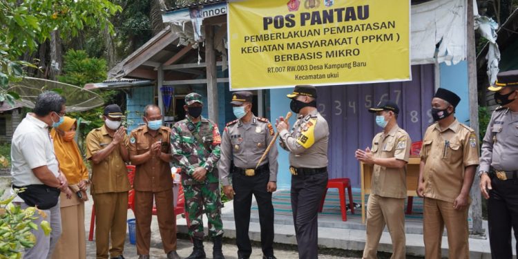 Kapolres Pelalawan Tinjau Posko PPKM Sejumlah Desa di Kecamatan Ukui