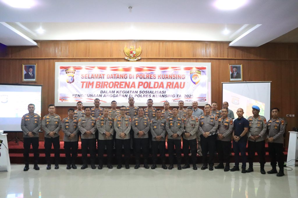 Polres Kuansing Gelar Sosialisasi Penggunaan Anggaran TA 2025 Bersama Tim Birorena Polda Riau