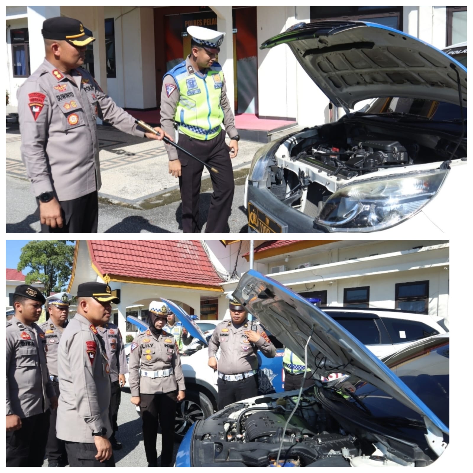 Jelang Operasi Patuh Lancang Kuning 2023 Kapolres Dan Kasat Lantas Polres Pelalawan Lakukan Pengecekan Kendaraan Kelengkapan Personel