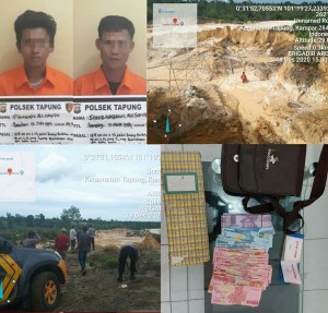 Polsek Tapung Amankan 2 Pelaku Penambangan Pasir Illegal di Desa Karya Indah
