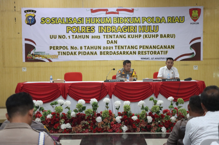 Tim Bidkum Polda Riau Sosialisasi Undang-undang Tindak Pidana Restoratif di Polres Inhu 