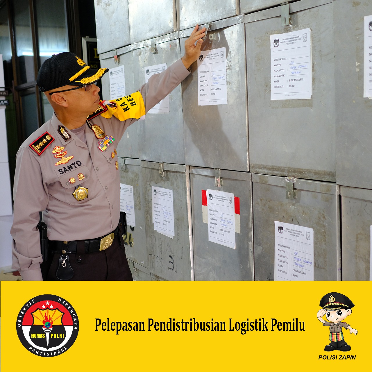 Kapolresta Pekanbaru Cek Dan Lepas Pendistribusikan Logistik Pilgubri 2018