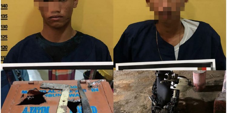Satreskrim Polres Kampar Tangkap 2 Pelaku Pencurian Uang Kotak Infak Pada 4 Masjid
