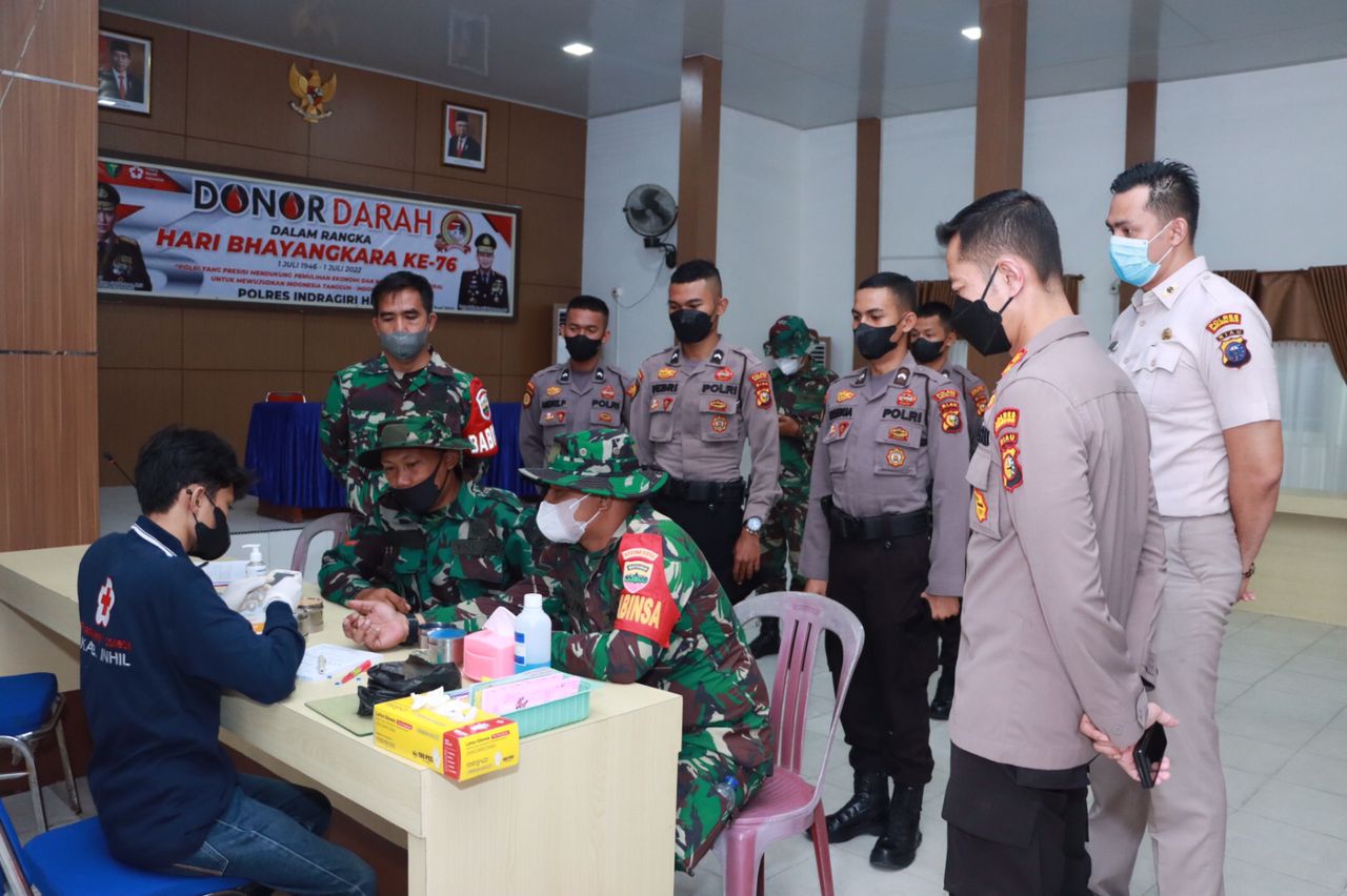 Hari Bhayangkara ke 76, Polres Inhil Dapatkan 120 Kantong Darah