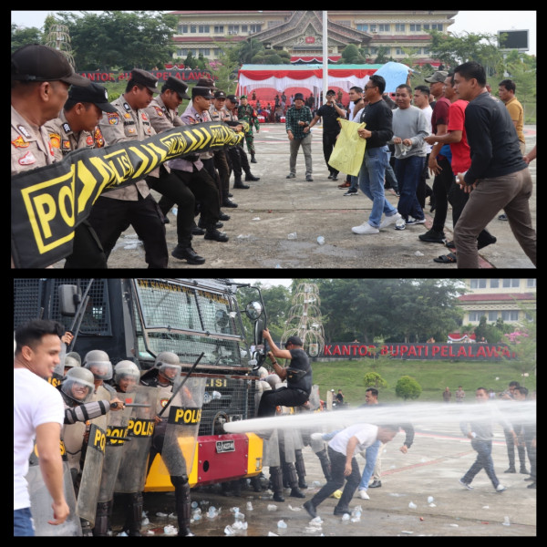 Polres Pelalawan Gelar Apel dan Simulasi Sispam Kota, Tingkatkan Kesiapsiagaan Personil