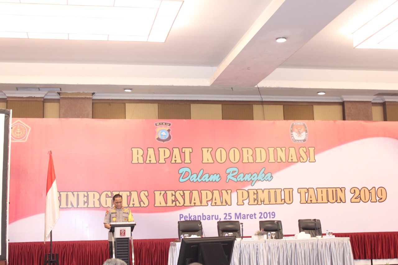 Kapolda Riau Resmi Buka Acara Rakor Dalam Sinergitas Kesiapan Pemilu Tahun 2019.