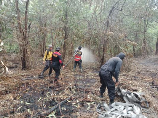 Tim Cepat Tanggap Karhutla Polsek Bengkalis Padamkan Lahan Konsesi Terbakar di PT Rokan Rimba Lesata