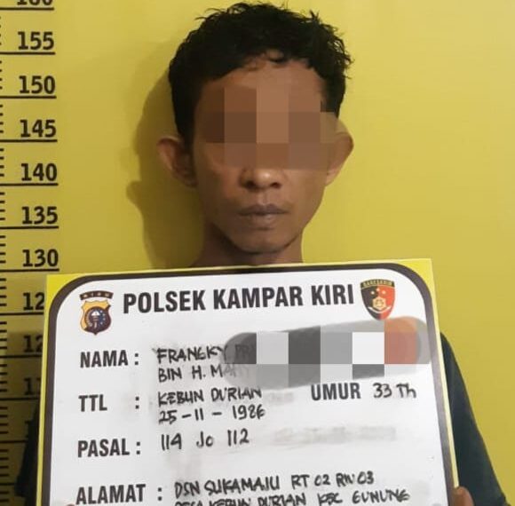 Polsek Kampar Kiri Tangkap Pengedar Narkoba, Ditemukan 3 Paket Sedang Shabu 7,4 Gram