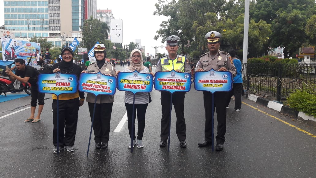 Dit Lantas Polda Riau Melaksanakan Kampanye Pemilu Damai di Area CFD