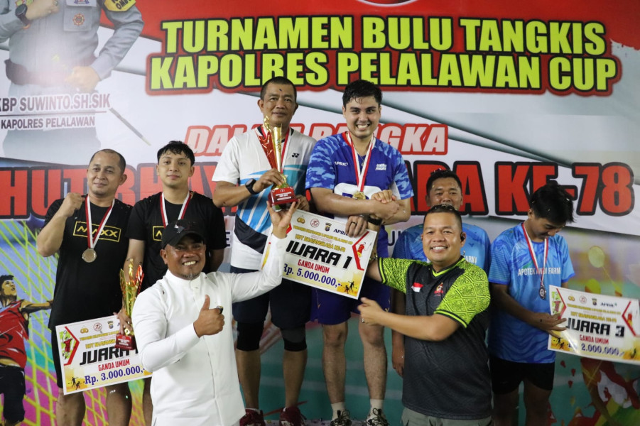 Turnamen Bulutangkis Kapolres Pelalawan Cup Resmi di Tutup, Ini Para Juaranya