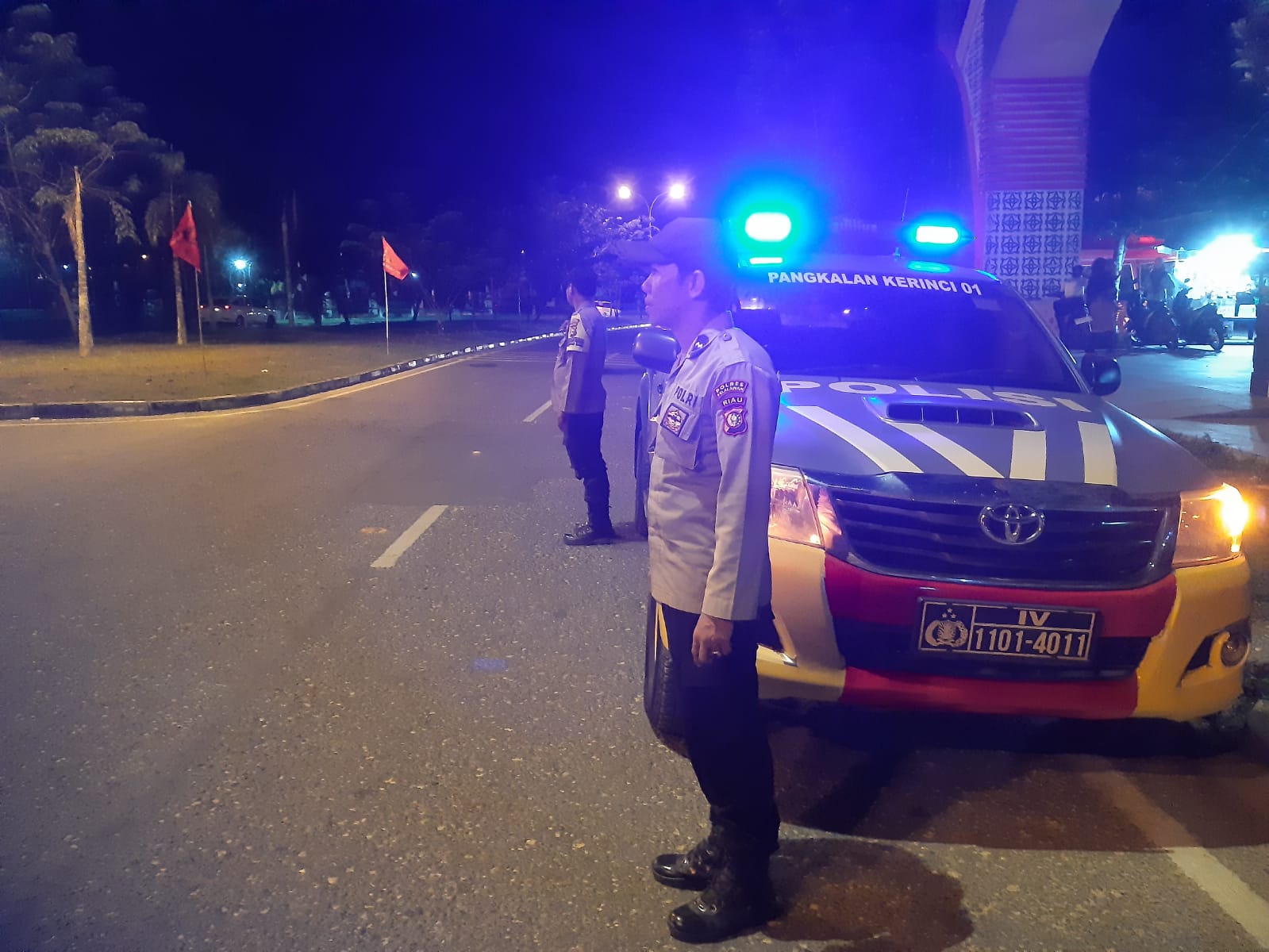 Antisipasi Tindak Pidana, Polsek Pangkalan Kerinci Rutin Patroli Blue Light