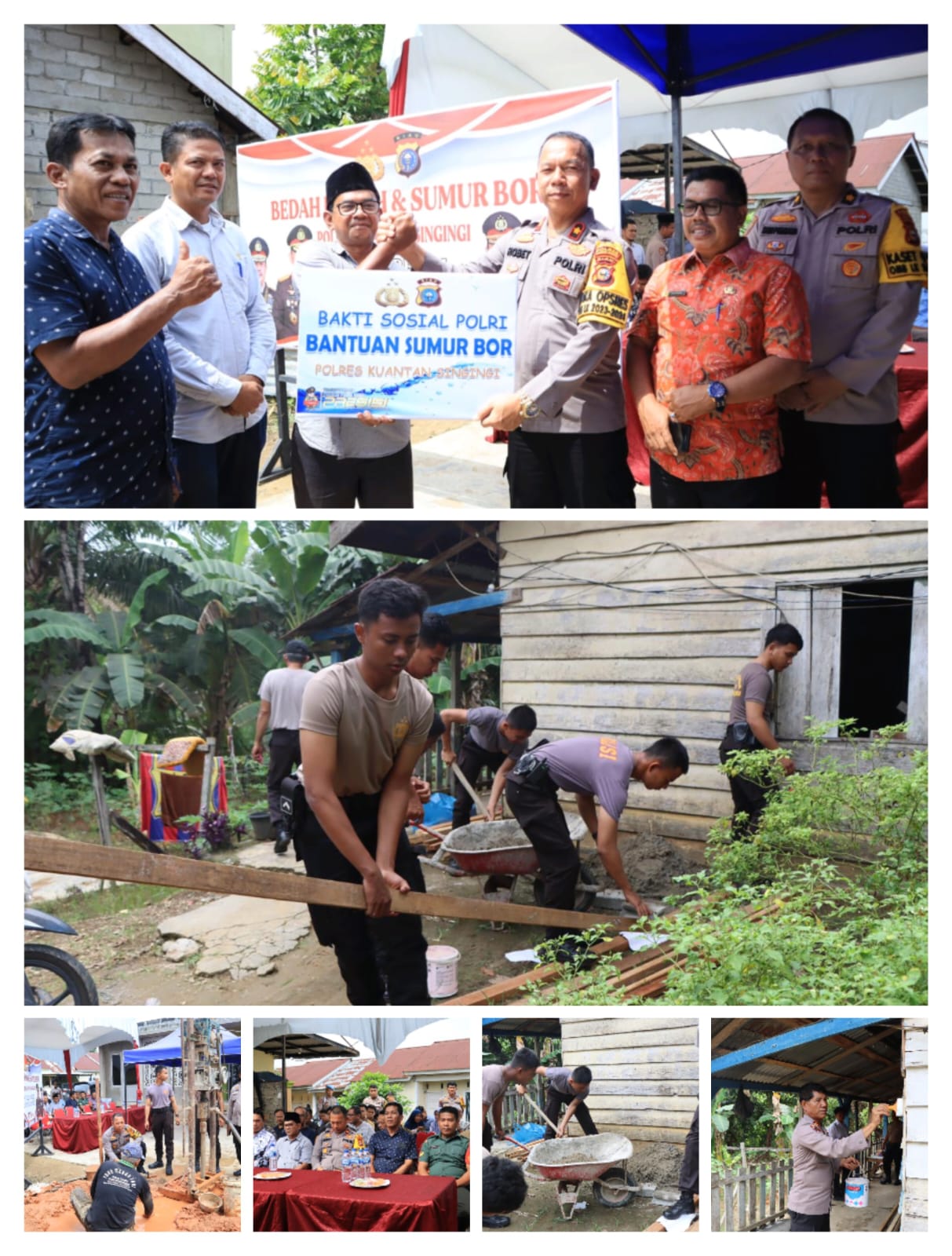 Polres Kuansing Laksanakan Bakti Sosial Bedah Rumah dan Bantuan Sumur Bor