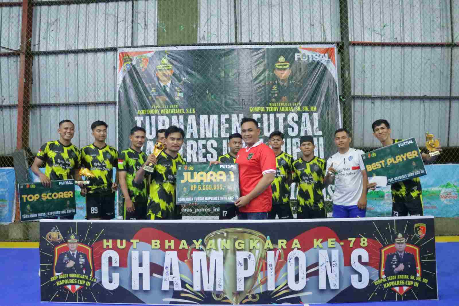 Turnamen Futsal Kapolres Inhu Cup III Hari Bhayangkara Selesai, Ini Pemenangnya