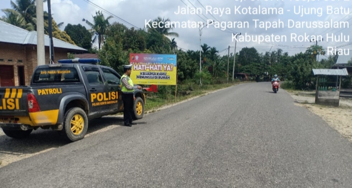 BKO Lantas Polsek Kunto Darussalam Laksanakan Patroli Daerah Rawan Laka