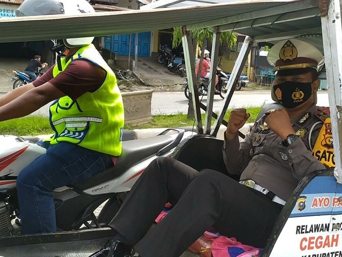 Polres Rohil Resmikan Becak Motor Relawan Peduli Protokol Kesehatan, Cegah Penyebaran Covid-19