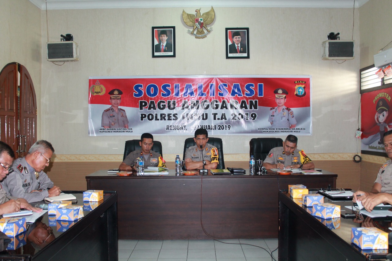 Kapolres Inhu Pimpin Kegiatan Sosialisasi Pagu Anggaran Polres Inhu T.A 2019 