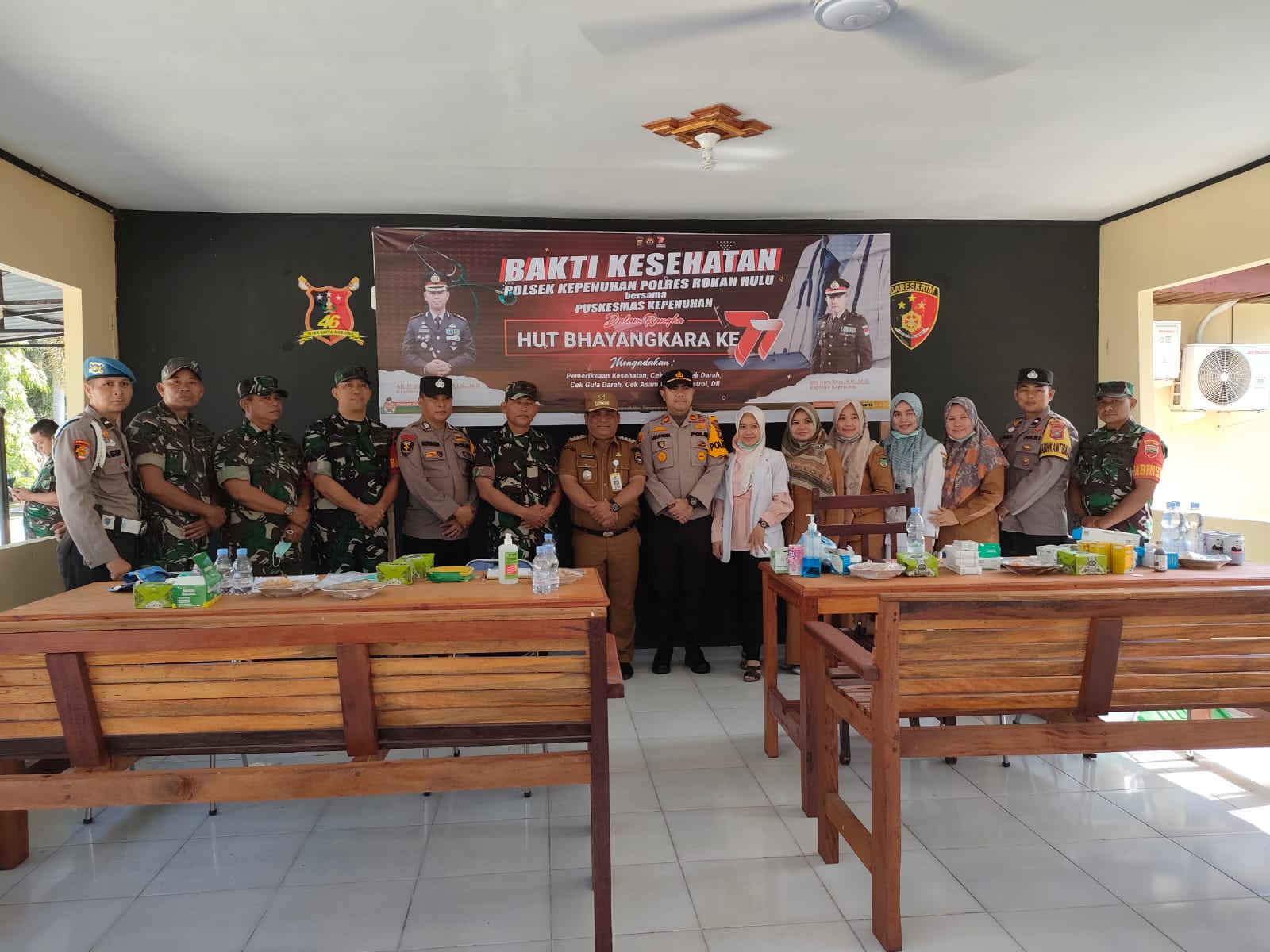 Jelang Bhayangkara Ke 77, Polsek Kepenuhan Bersama Upika Gelar Bhakti Kesehatan