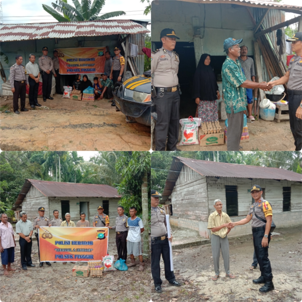 Polsek Pinggir Sambangi Masyarakat Kurang Mampu 
