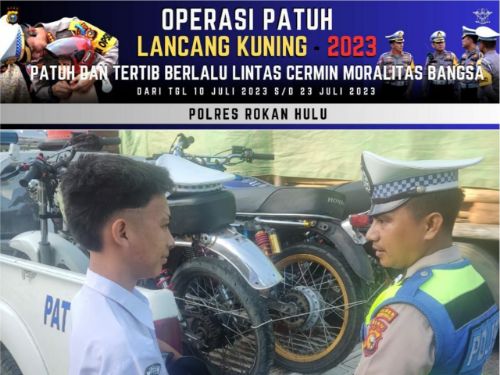 Tim OPLK2023 Sat Lantas Polres Rohul Giat Gakkum Lantas Humanis Dengan E Teguran Dan E Tilang.