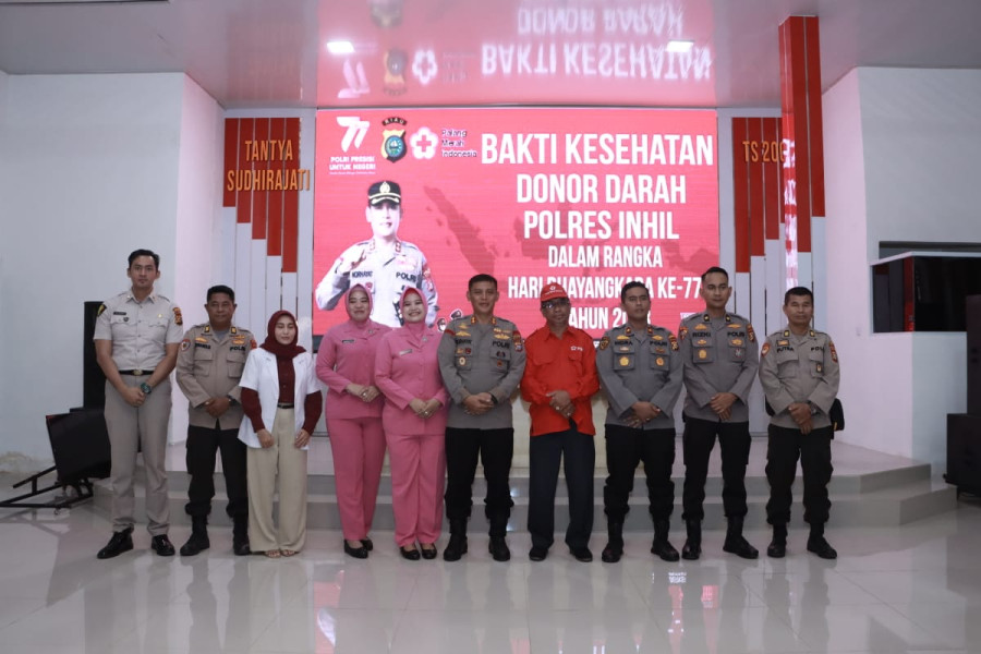 Polres Inhil Gelar Donor Darah dalam Rangka Peringatan Hari Bhayangkara Ke-77