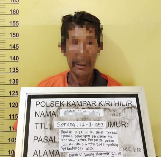 Cabuli Anak Dibawah Umur, Kakek Bejad ini Ditangkap Unit Reskrim Polsek Kampar Kiri Hilir