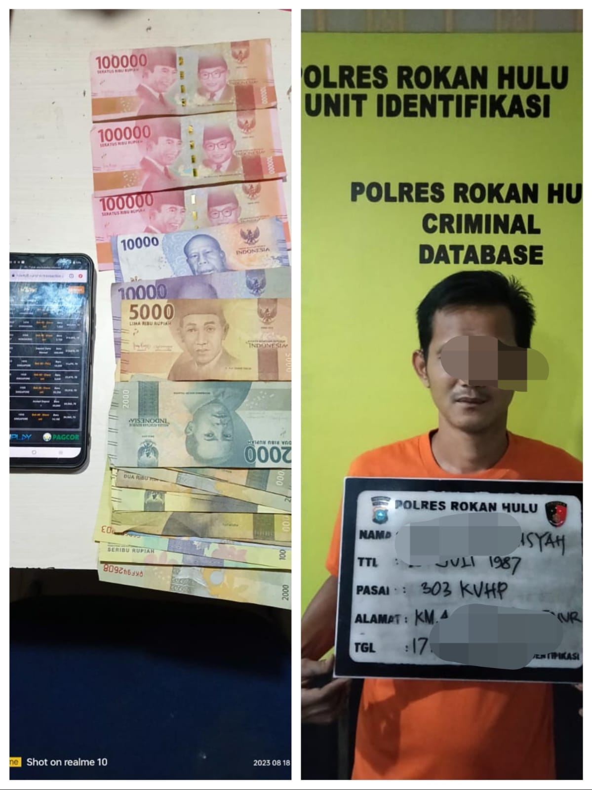 Pelaku Judi Togel Ditangkap Tim Resmob Polres Rohul