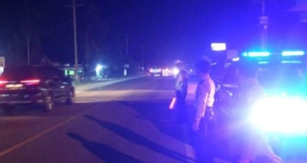 Rutin Patroli Blue Light, Polsek Pangkalan Kerinci Pastikan Kondisi Kondusif