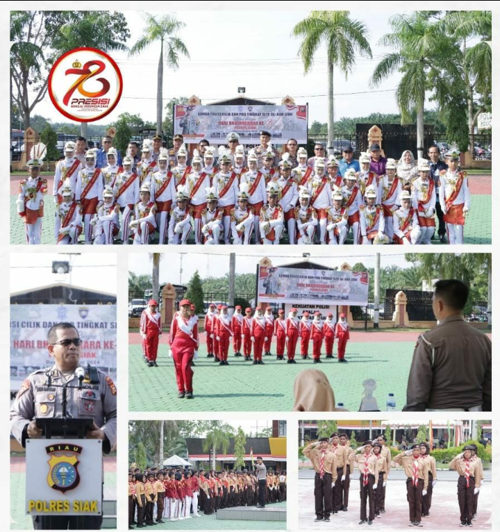 Lomba Polisi Cilik dan PBB tingkat SLTP Meriahkan Sambut Hari Bhayangkara ke 78 di Polres Siak