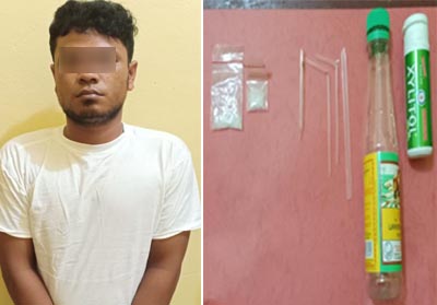 Tim Opsnal Polres Rohil Amankan Pelaku Narkoba di Kamar Hotel