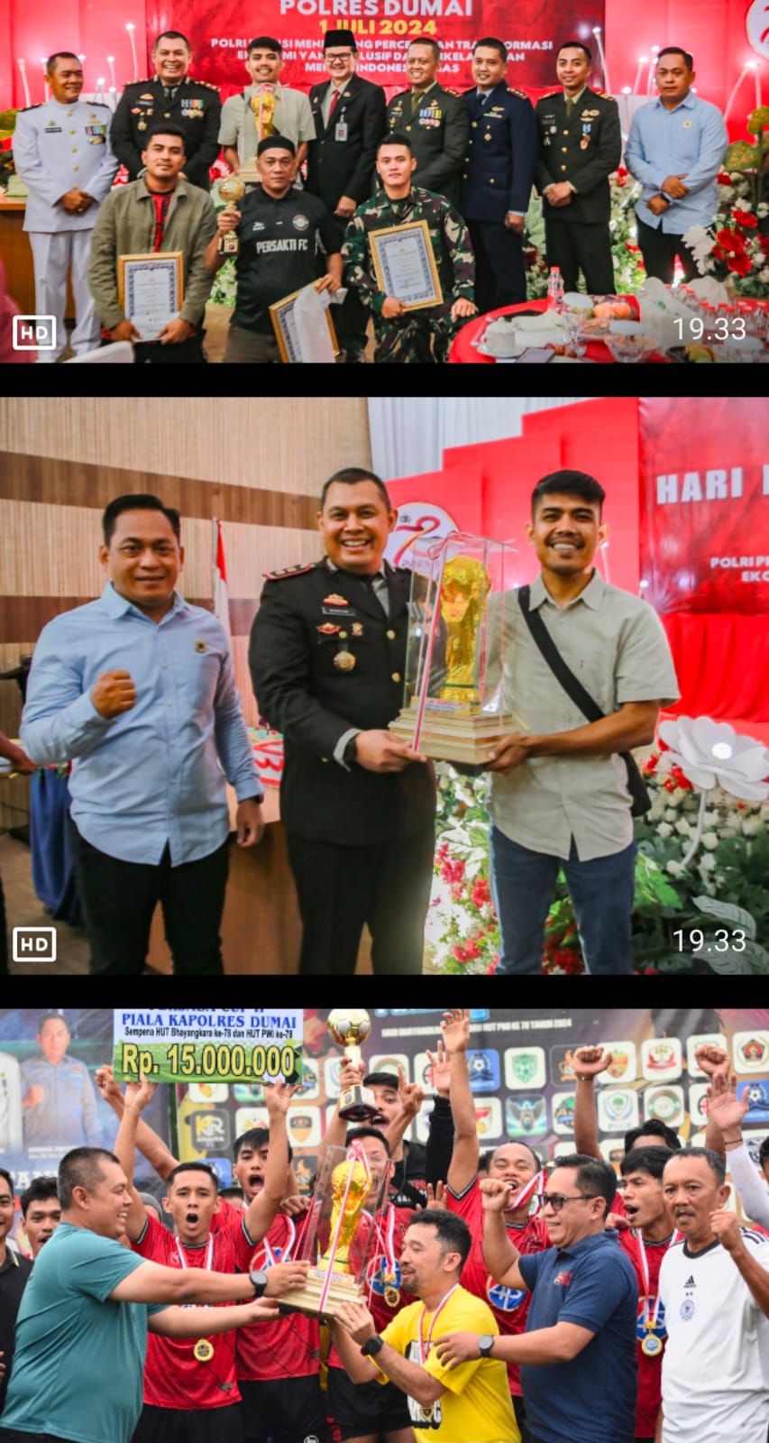 Tim AHS FC Pekanbaru Juara Open Turnamen Sepak Bola HUT Bhayangkara dan HUT PWI