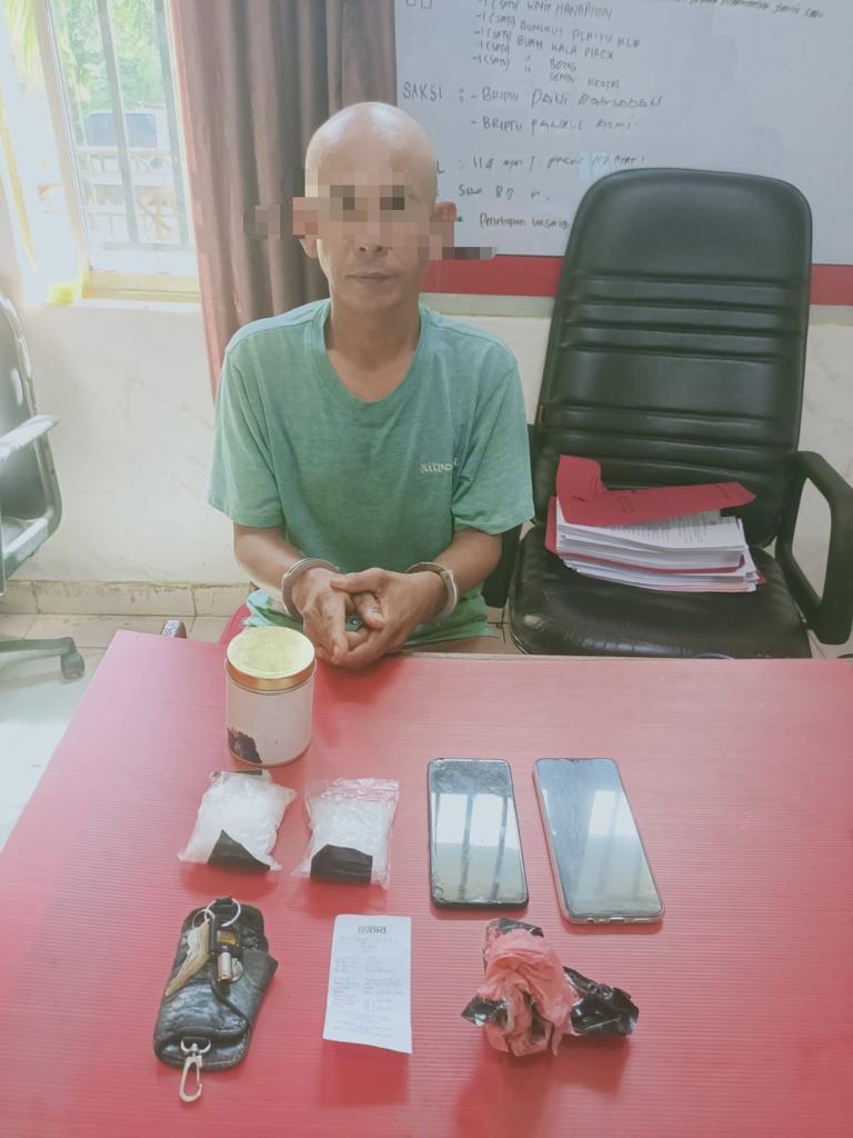 Kurir Sabu Diringkus Tim Mata Elang Sat Resnarkoba Polres Kuansing di Pertashop Mini Desa Beringin Taluk Kecamatan Kuantan Tengah