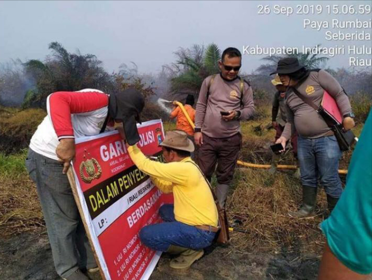 Polisi Segel Lahan PT TPS di Inhu