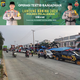 Polsek Pangkalan Kuras Pengamanan di Pasar Ramadhan Ramadhan 1445 H 