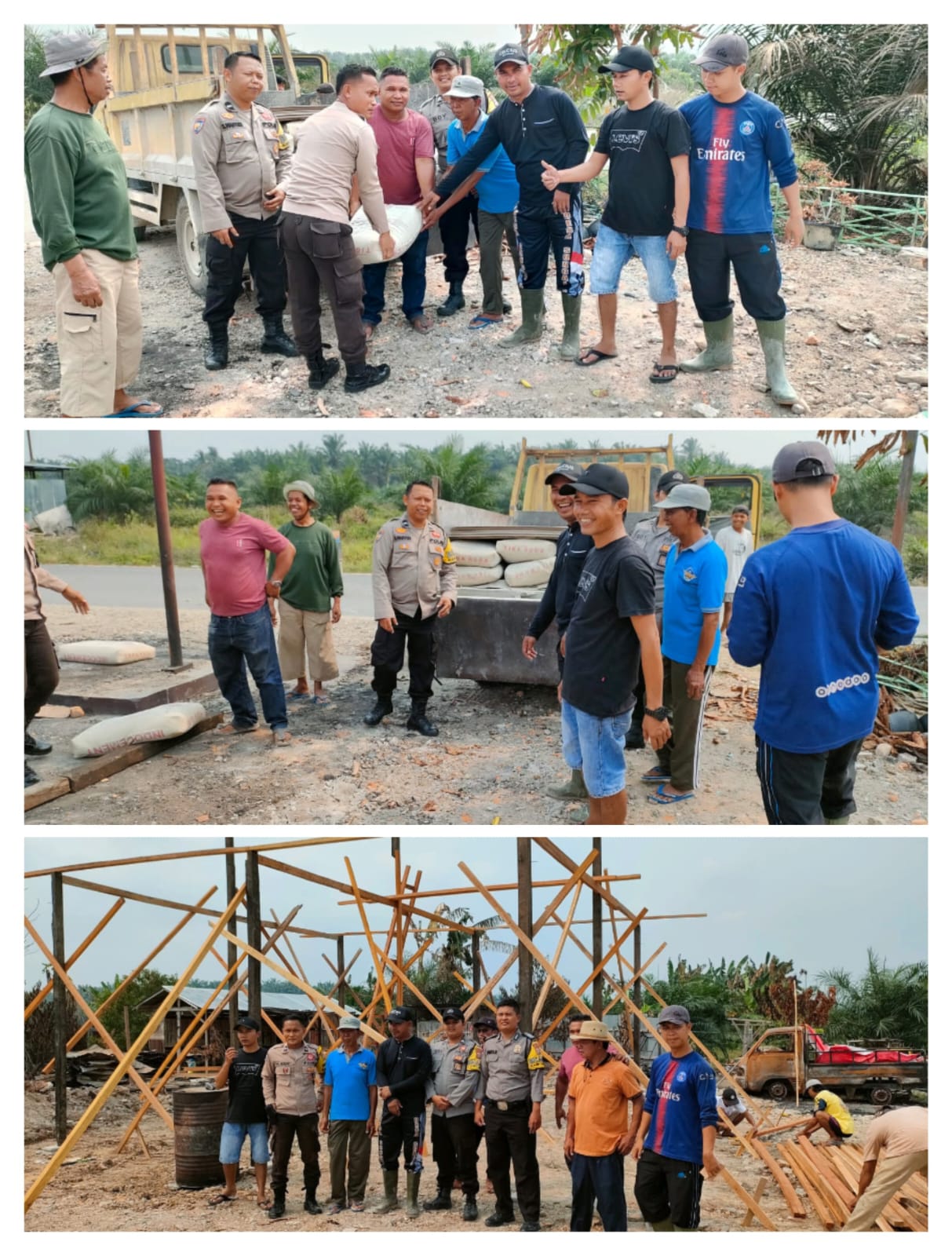 Polsek Singingi Bangun Solidaritas Melalui Gotong Royong dan Bantuan Sosial Kepada Korban Kebakaran