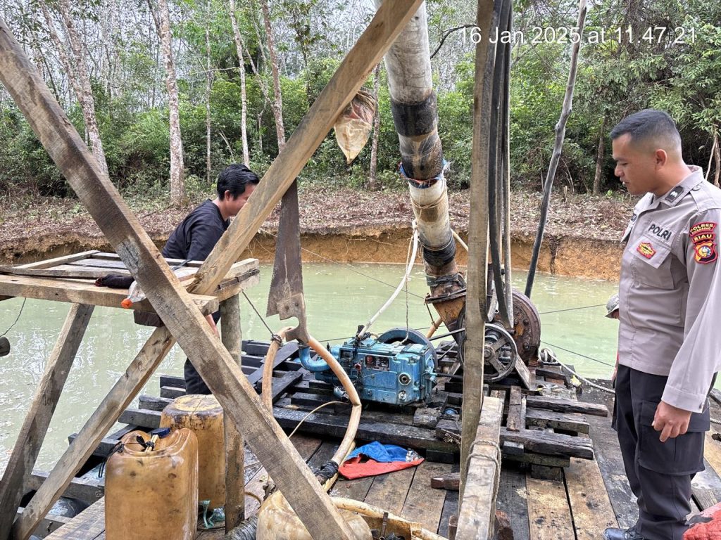 Polsek Pangean Tindak Tegas Aktivitas Pertambangan Emas Tanpa Izin di Desa Tanah Bekali