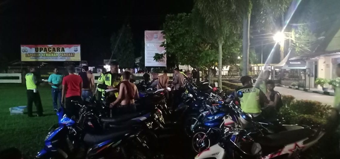 Lakukan Sweeping Balap Liar di Malam Minggu, 59 Motor dan 75 Remaja Diamankan Polres Kampar