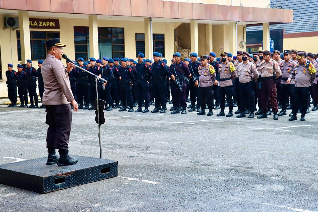 Polresta Pekanbaru Gelar Apel Persiapan Pengamanan Kampanye Capres di Pekanbaru