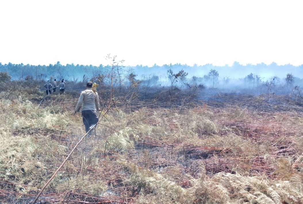 Tangani Karhutla, Kapolres Inhil Bersama Personil Bermalam Dilokasi Karhutla