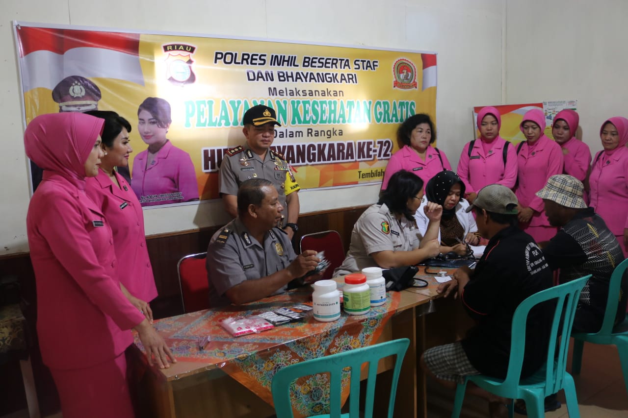  Polres Inhil Laksanakan Bulan Bakti Kesehatan Bagi Masyarakat Kurang Mampu