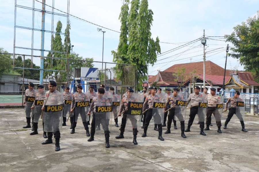 Polres Inhu Adakan Latihan Dalmas, Siap Cegah Gangguan Kamtibmas Pilkada