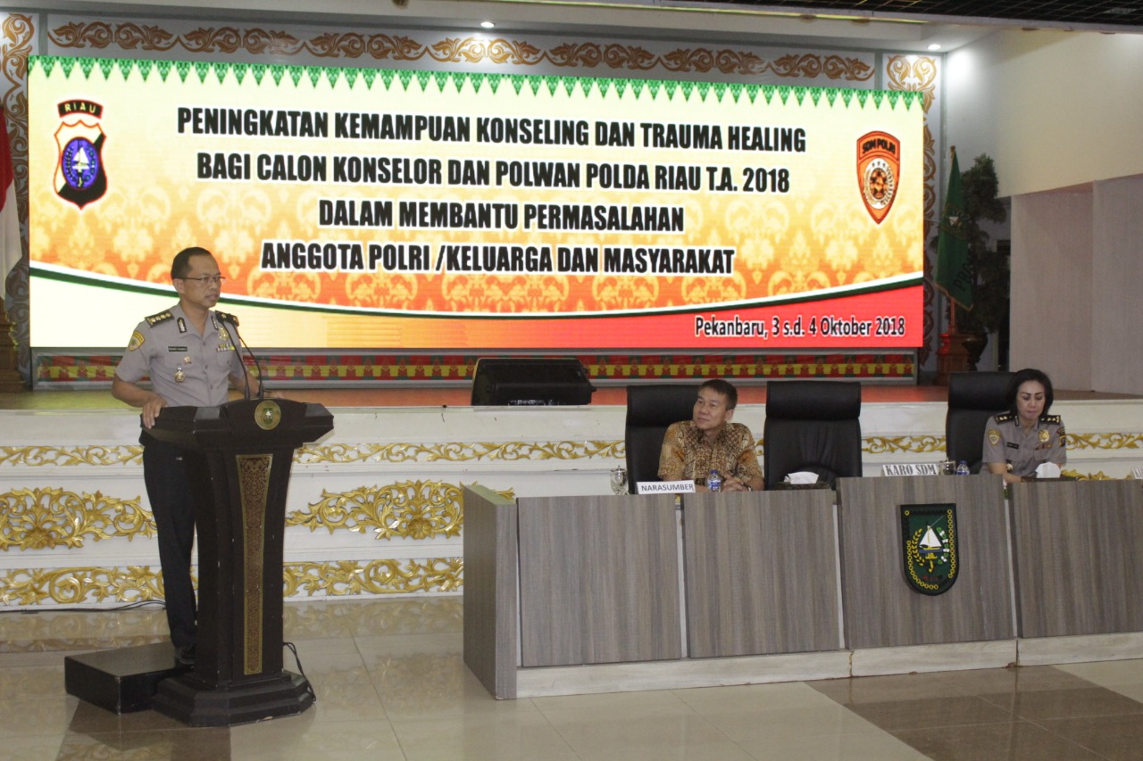 Polda Riau Berikan Pelatihan Konseling dan Trauma Healing Kepada Calon Konselor dan Para Polwan