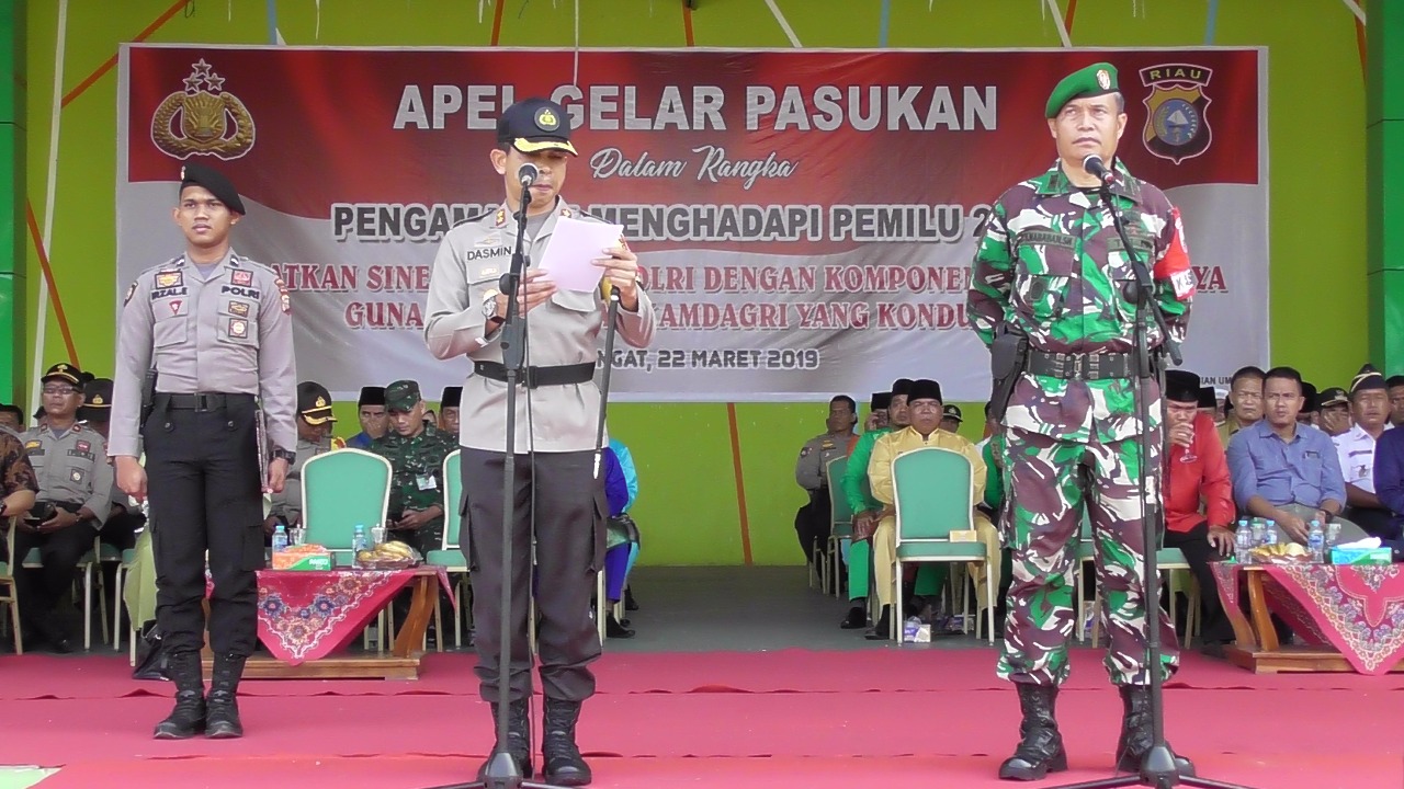 Kapolres Inhu Pimpin Apel Gelar Pasukan Dalam Rangka Pengamanan Menghadapi Pemilu 2019