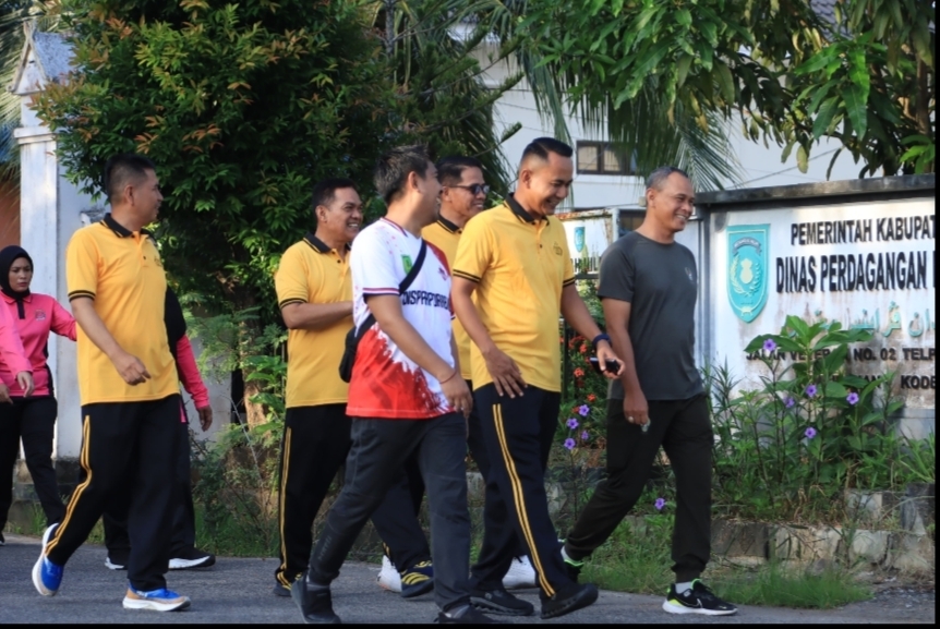 Olahraga Bersama TNI, Polri, dan Kejaksaan Warnai Peringatan Hari Bhayangkara ke-79 di Polres Indragiri Hilir