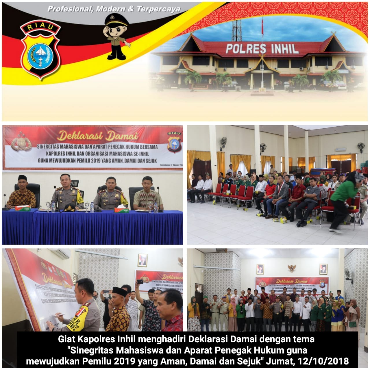 Deklarasi Mewujudkan Pemilu 2019 Damai  di Kabupaten Indagiri Hilir